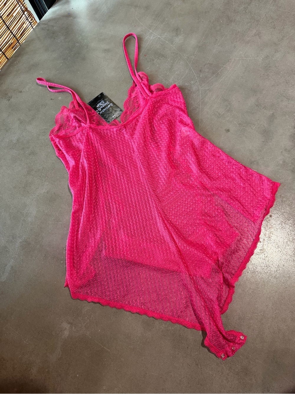 Vintage Lace Chemise Slip in Hot Pink - Picture 2 of 7